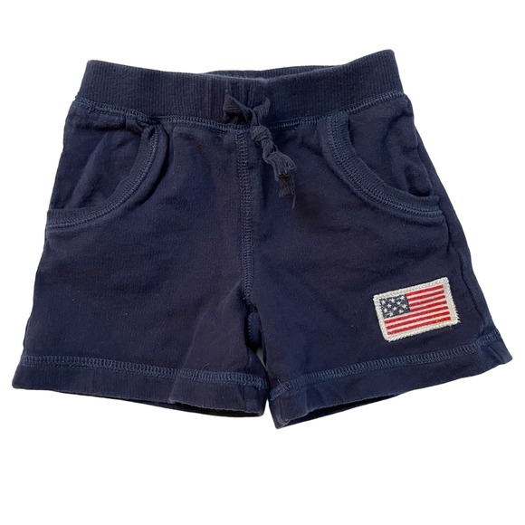Koala Kids American Flag Summer Shorts Navy Blue Terry Patriotic Size 6 Months - Picture 1 of 7